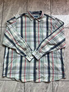 Tommy Bahama Tortola Mens Hazy Fade Check Gray/Red/Green Plaid Embroidered 2XL